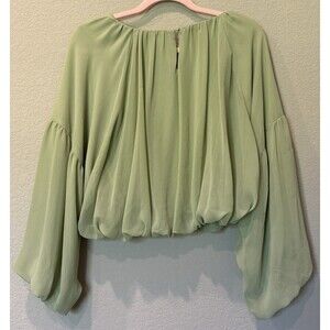 Gianni Bini Green Chiffon Balloon Sleeve Blouse Women’s L